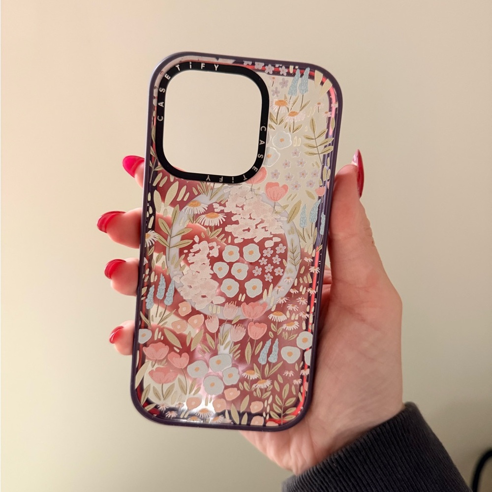 Casetify Botanical iPhone 14 Pro Case - Pink and Green